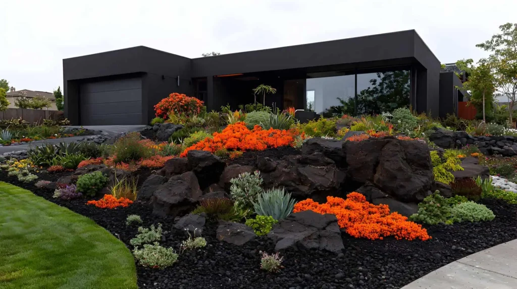 Modern house with vibrant desert landscaping